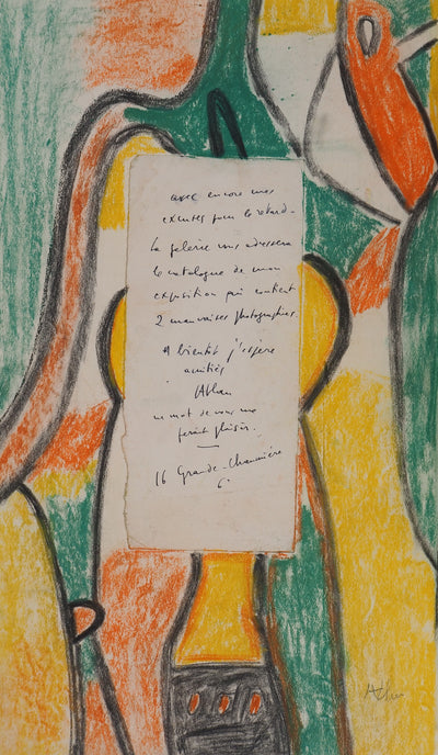 Jean-Michel ATLAN : Composition abstraite, Dessin original signé