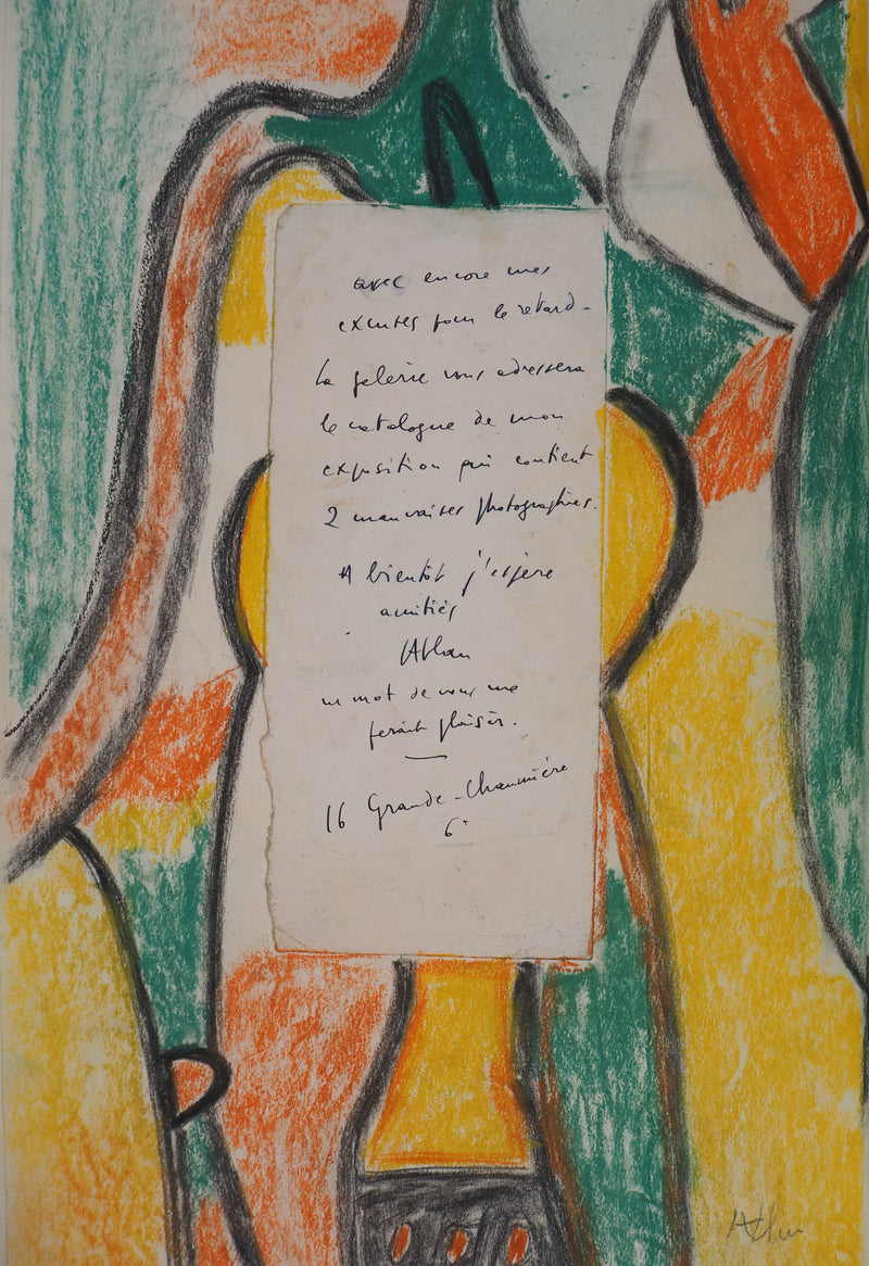 Jean-Michel ATLAN : Composition abstraite, Dessin original signé