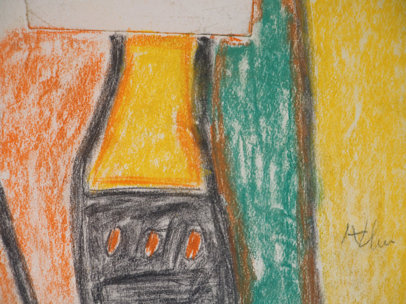 Jean-Michel ATLAN : Composition abstraite, Dessin original signé