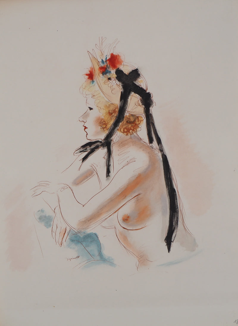 André DIGNIMONT : Le chapeau au ruban, Lithographie originale (vue générale) - Crédit photo : Galerie Art.Paris