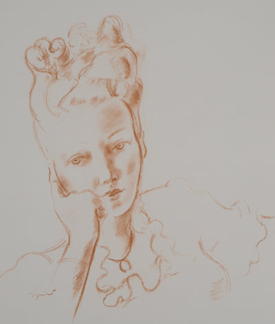 André DIGNIMONT : Femme pensante, Lithographie originale (photo de détail 2) - Crédit photo : Galerie Art.Paris