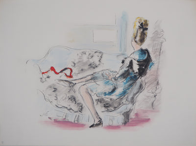 André DIGNIMONT : La robe bleu, Lithographie originale (vue générale) - Crédit photo : Galerie Art.Paris