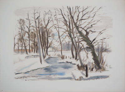 André DIGNIMONT : Rivière d'hiver, Lithographie originale (vue générale) - Crédit photo : Galerie Art.Paris