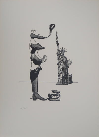 Max ERNST : Artiste chaussure et Statue de la Liberté, c., Lithographie originale (photo de détail 2) - Crédit photo : Galerie Art.Paris