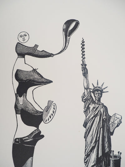 Max ERNST : Artiste chaussure et Statue de la Liberté, c., Lithographie originale (photo de détail 4) - Crédit photo : Galerie Art.Paris