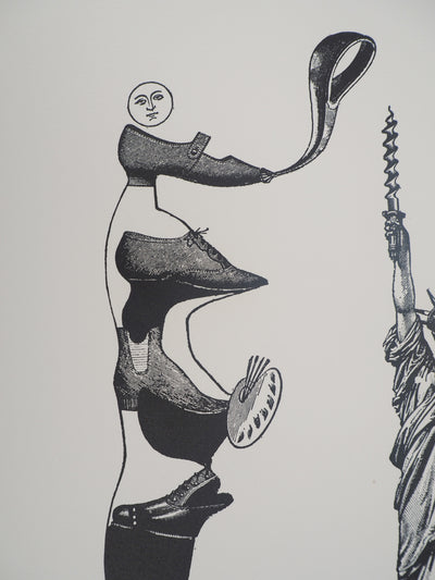 Max ERNST : Artiste chaussure et Statue de la Liberté, c., Lithographie originale (photo de détail 5) - Crédit photo : Galerie Art.Paris