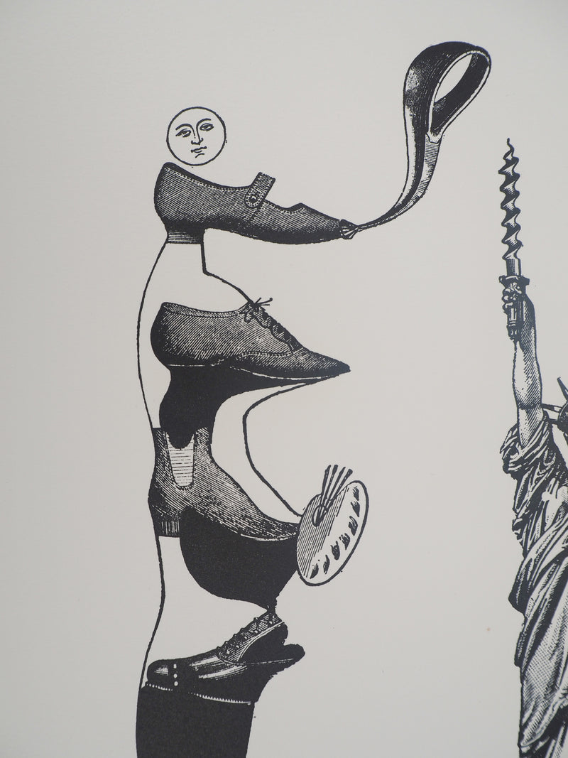 Max ERNST : Artiste chaussure et Statue de la Liberté, c., Lithographie originale (photo de détail 5) - Crédit photo : Galerie Art.Paris