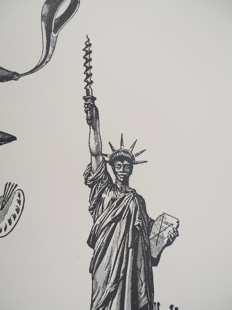 Max ERNST : Artiste chaussure et Statue de la Liberté, c., Lithographie originale (photo de détail 6) - Crédit photo : Galerie Art.Paris
