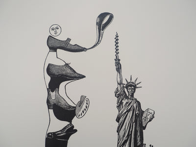 Max ERNST : Artiste chaussure et Statue de la Liberté, c., Lithographie originale (photo de détail 7) - Crédit photo : Galerie Art.Paris