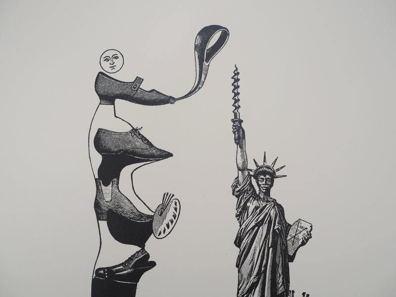 Max ERNST : Artiste chaussure et Statue de la Liberté, c., Lithographie originale (photo de détail 7) - Crédit photo : Galerie Art.Paris