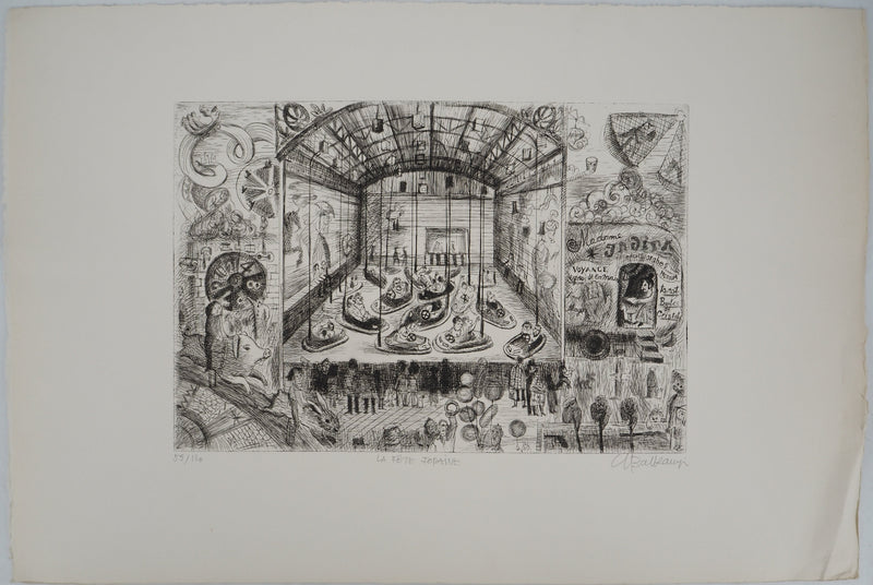 Suzanne BALKANYI : La fête forain, Gravure originale (photo de détail 3) - Crédit photo : Galerie Art.Paris