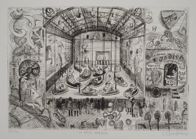 Suzanne BALKANYI : La fête forain, Gravure originale (vue générale) - Crédit photo : Galerie Art.Paris