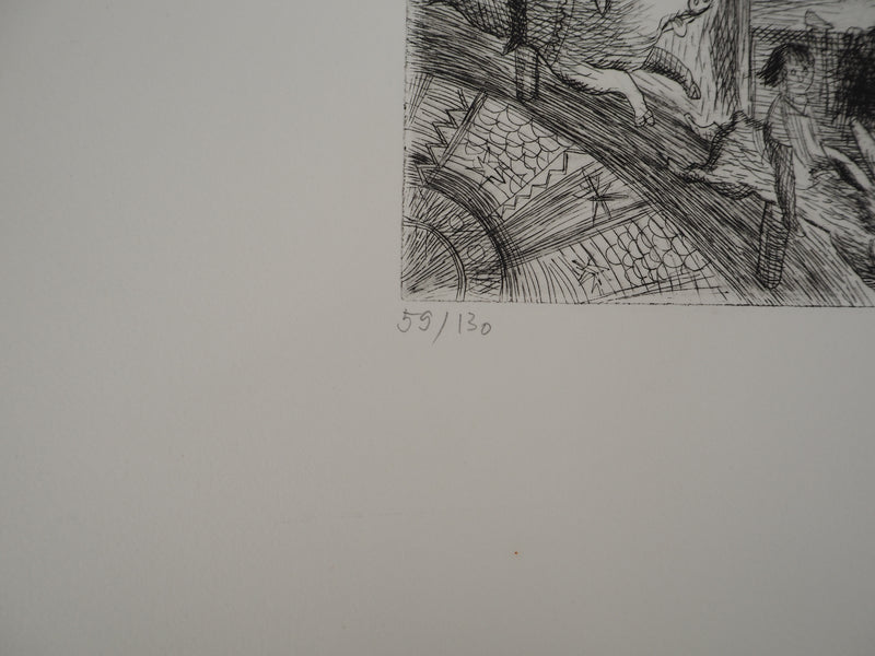 Suzanne BALKANYI : La fête forain, Gravure originale (photo de détail 5) - Crédit photo : Galerie Art.Paris