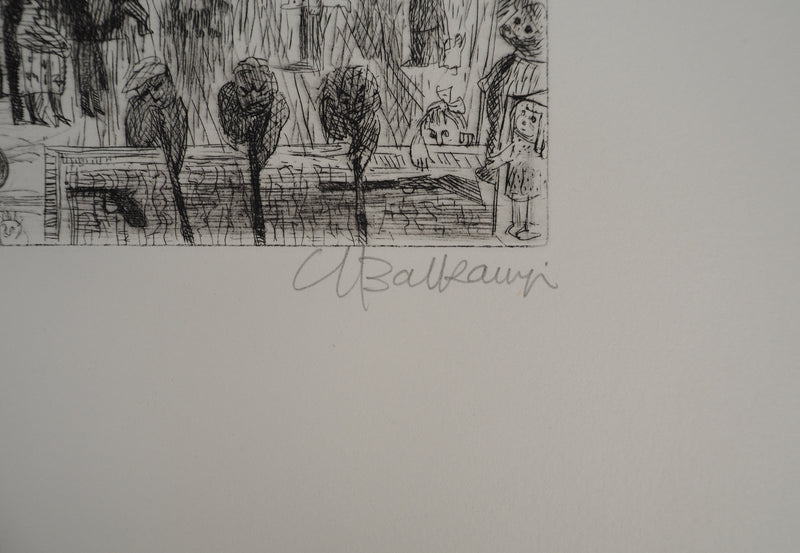 Suzanne BALKANYI : La fête forain, Gravure originale (photo de détail 2) - Crédit photo : Galerie Art.Paris