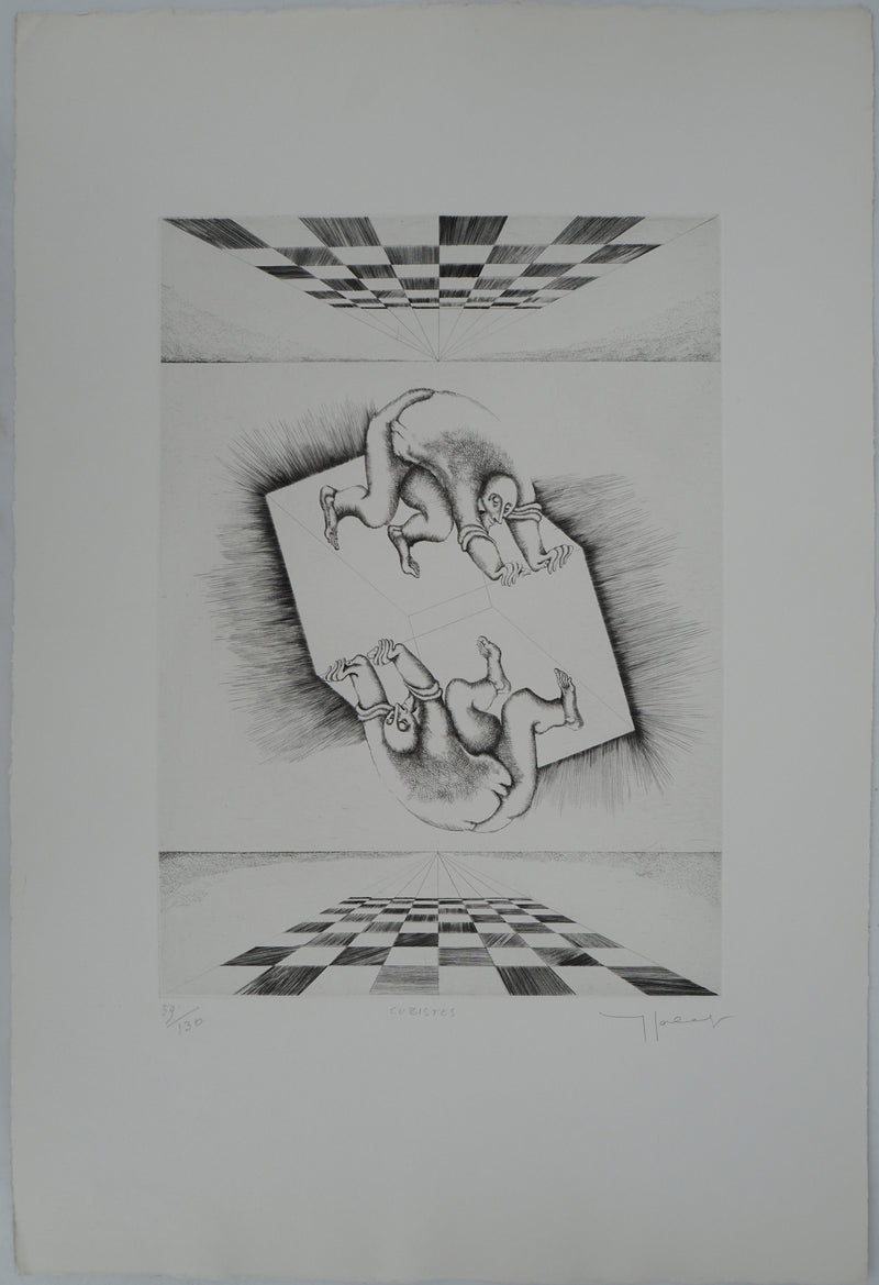 Yves JOBERT : Cubistes, Gravure originale (photo de détail 3) - Crédit photo : Galerie Art.Paris