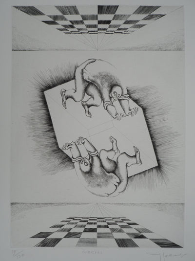 Yves JOBERT : Cubistes, Gravure originale (vue générale) - Crédit photo : Galerie Art.Paris