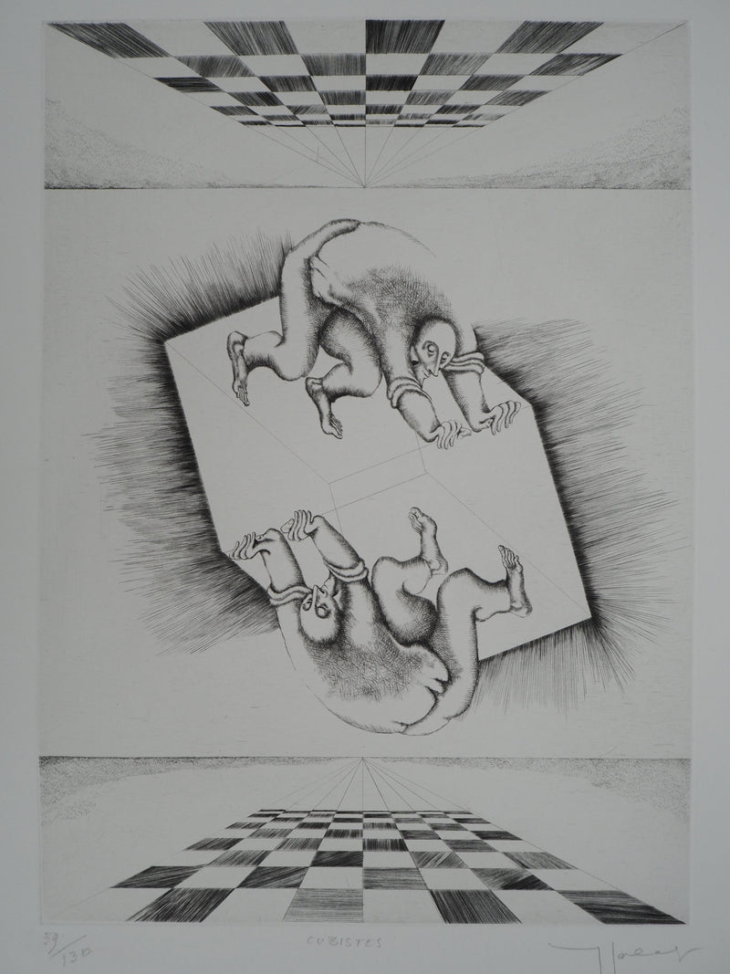 Yves JOBERT : Cubistes, Gravure originale (vue générale) - Crédit photo : Galerie Art.Paris