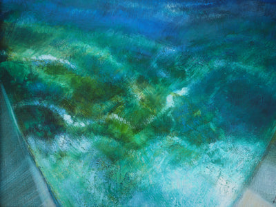 Camille HILAIRE : Mer éclatante dans une petite crique, Huile sur toile signée