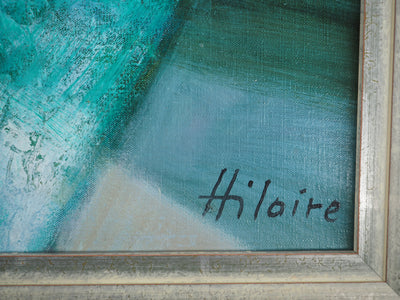 Camille HILAIRE : Mer éclatante dans une petite crique, Huile sur toile signée