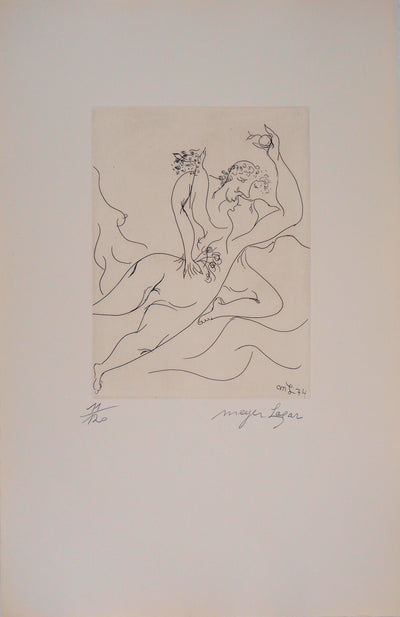 Meyer LAZAR : Cantique des Cantiques, Amants emportés par les flots de la passion, Gravure originale (vue générale) - Crédit photo : Galerie Art.Paris