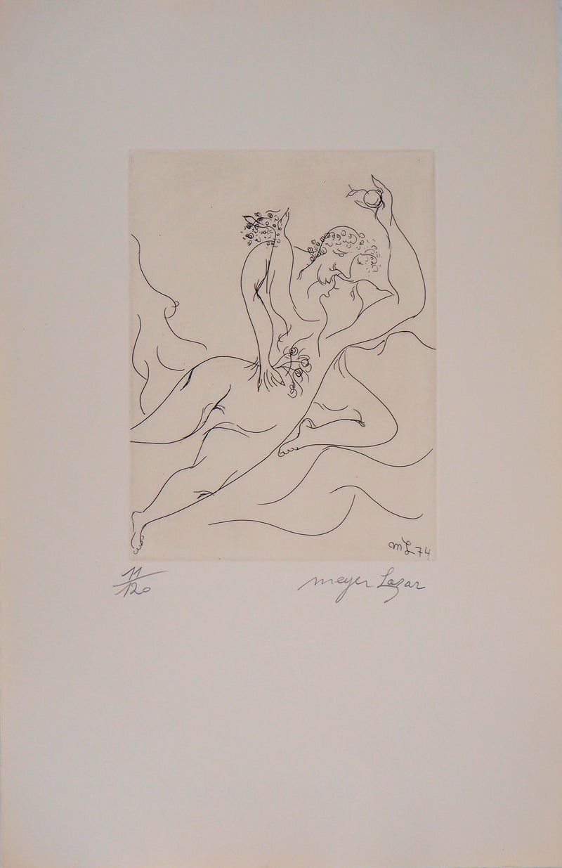 Meyer LAZAR : Cantique des Cantiques, Amants emportés par les flots de la passion, Gravure originale (vue générale) - Crédit photo : Galerie Art.Paris