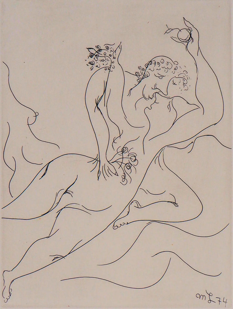 Meyer LAZAR : Cantique des Cantiques, Amants emportés par les flots de la passion, Gravure originale (photo de détail 2) - Crédit photo : Galerie Art.Paris
