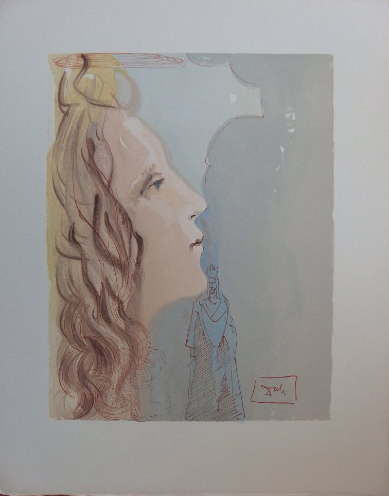 Salvador DALI : La plus grande beauté de Béatrice, Bois gravé original signé