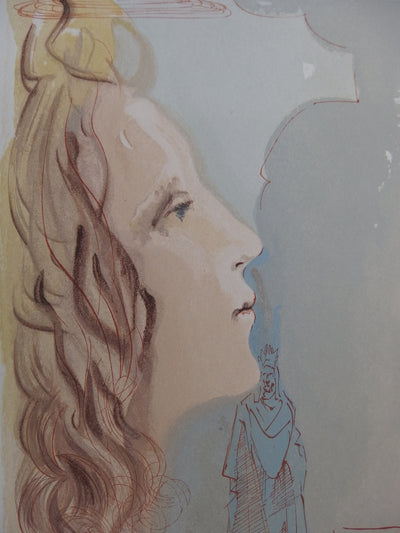 Salvador DALI : La plus grande beauté de Béatrice, Bois gravé original signé