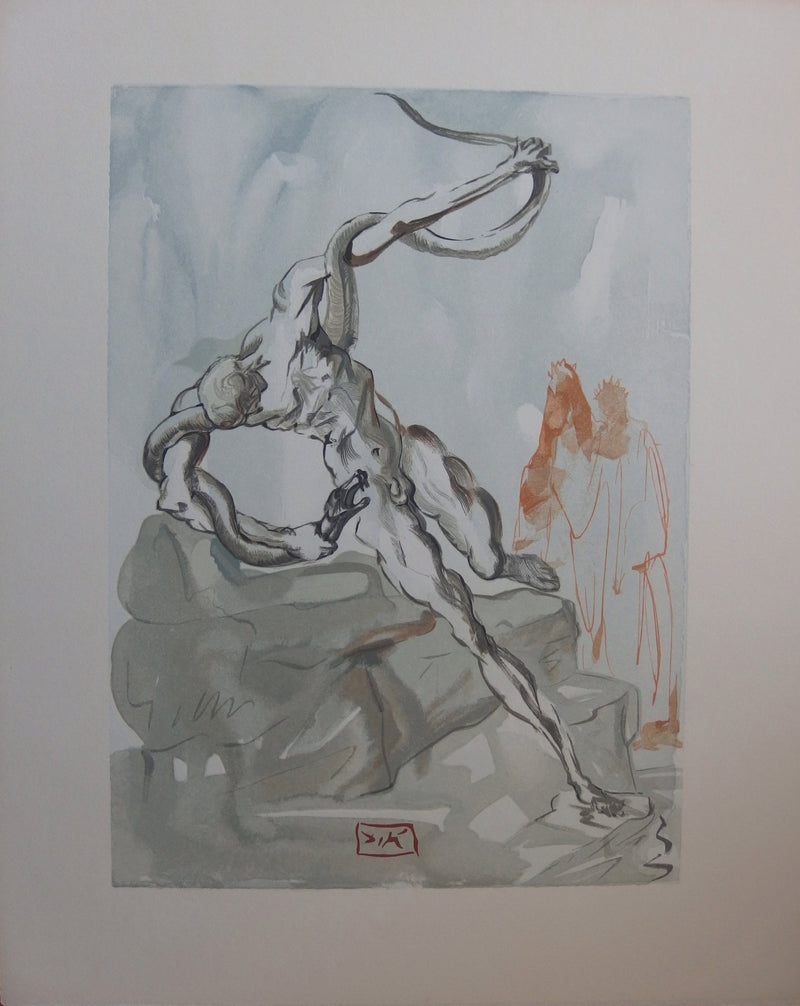 Salvador DALI : Les voleurs, Bois gravé original signé
