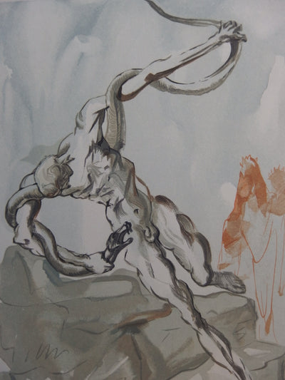 Salvador DALI : Les voleurs, Bois gravé original signé