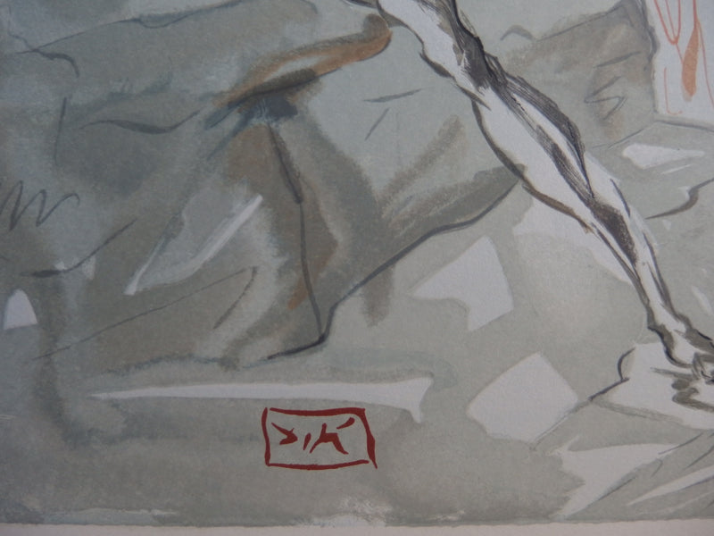 Salvador DALI : Les voleurs, Bois gravé original signé