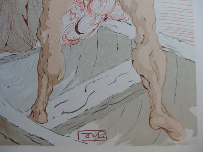 Salvador DALI : Charon et le passage de l'Achéron, Bois gravé original signé