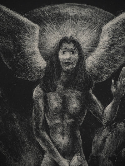 Edouard GOERG : L'Ange posant un pied sur la Terre et l'autre sur la Mer, Lithographie originale (photo de détail 5) - Crédit photo : Galerie Art.Paris