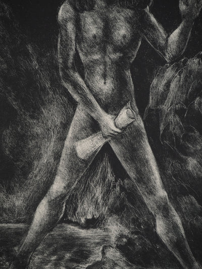 Edouard GOERG : L'Ange posant un pied sur la Terre et l'autre sur la Mer, Lithographie originale (photo de détail 6) - Crédit photo : Galerie Art.Paris