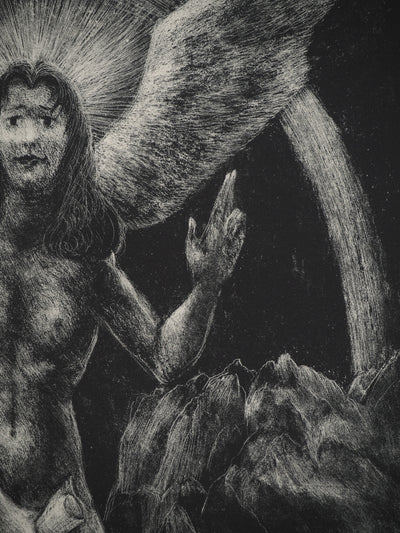 Edouard GOERG : L'Ange posant un pied sur la Terre et l'autre sur la Mer, Lithographie originale (photo de détail 7) - Crédit photo : Galerie Art.Paris