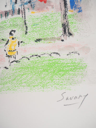 Robert SAVARY : Paris, Parc près du métro aérien, Lithographie originale (photo de détail 6) - Crédit photo : Galerie Art.Paris