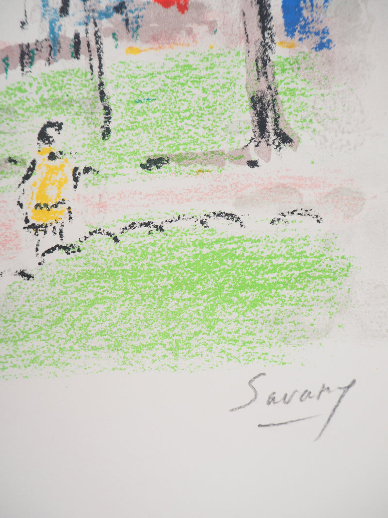 Robert SAVARY : Paris, Parc près du métro aérien, Lithographie originale (photo de détail 6) - Crédit photo : Galerie Art.Paris