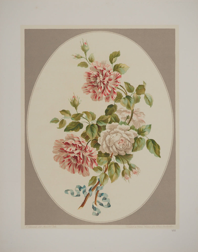 John EDWARDS : Fleurs et Bouquets : Les roses anciennes, Lithographie originale (vue générale) - Crédit photo : Galerie Art.Paris