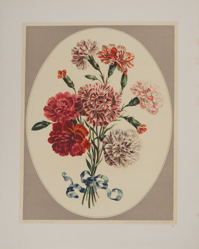 John EDWARDS : Fleurs et Bouquets : Les œillets du fleuriste, Lithographie originale (vue générale) - Crédit photo : Galerie Art.Paris