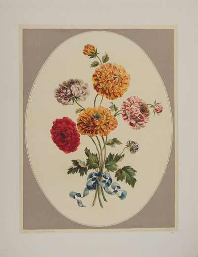 John EDWARDS : Fleurs et Bouquets : Les Renoncules asiatiques, Lithographie originale (vue générale) - Crédit photo : Galerie Art.Paris