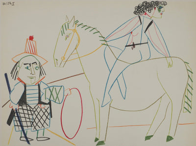 Pablo PICASSO : La cavalière et son valet, Lithographie