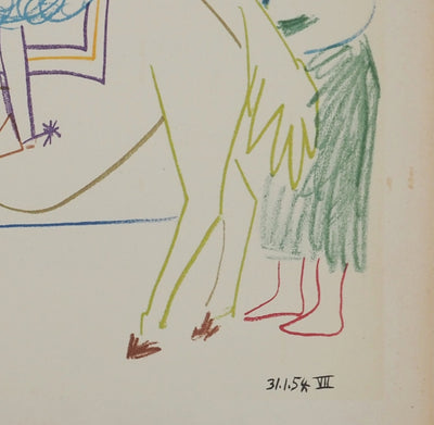 Pablo PICASSO : Courtisan, roi et femme dénudée, Lithographie