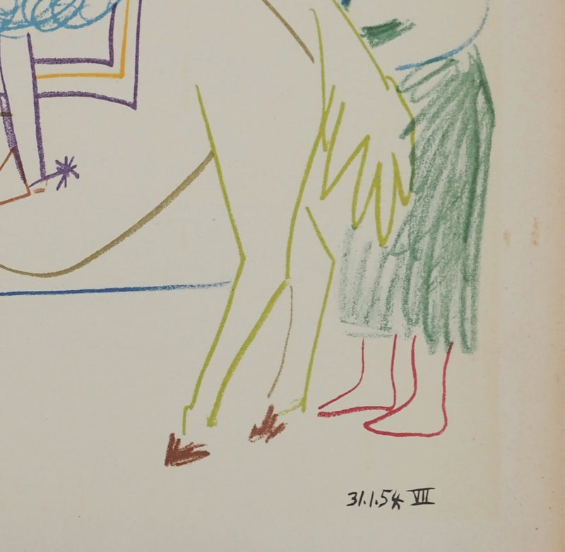 Pablo PICASSO : Courtisan, roi et femme dénudée, Lithographie