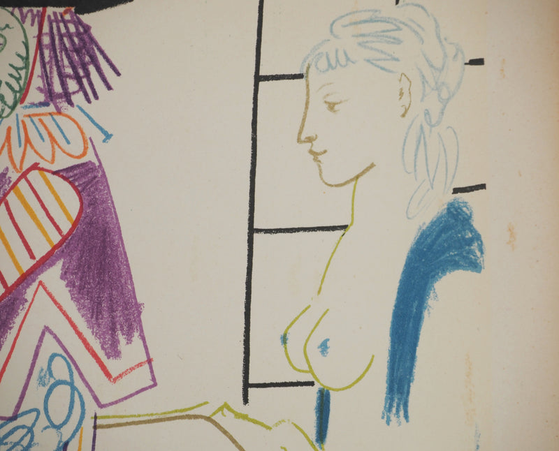 Pablo PICASSO : Courtisan, roi et femme dénudée, Lithographie