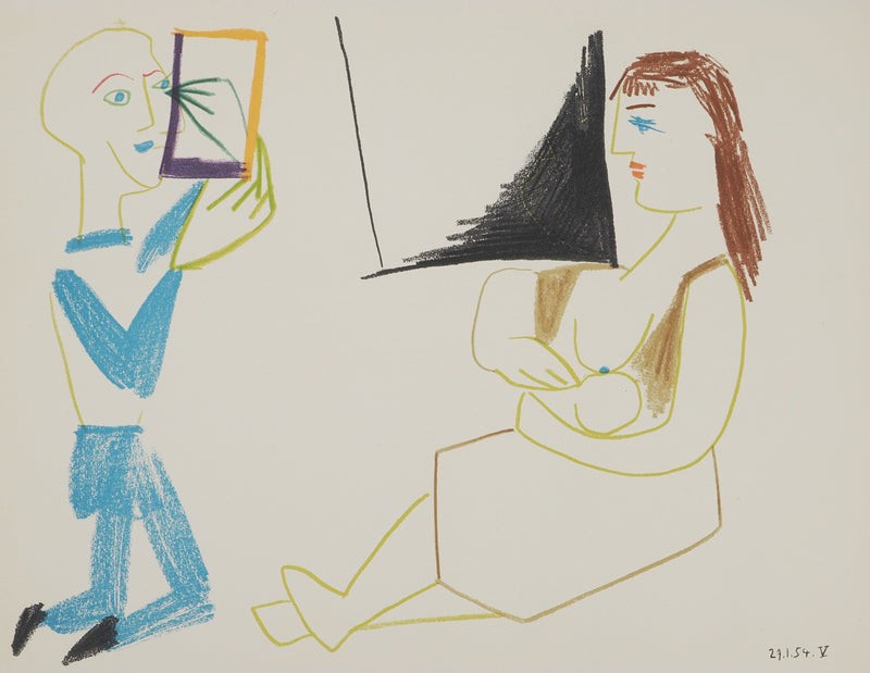 Pablo PICASSO : Artiste, femme et enfant, Lithographie originale (photo de détail 2) - Crédit photo : Galerie Art.Paris