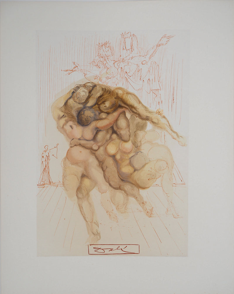 Salvador DALI : Les coléreux, Bois gravé original signé