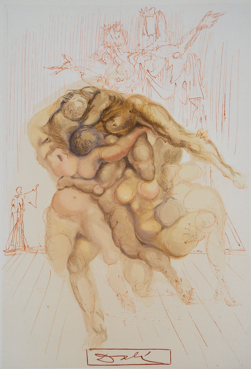 Salvador DALI : Les coléreux, Bois gravé original signé
