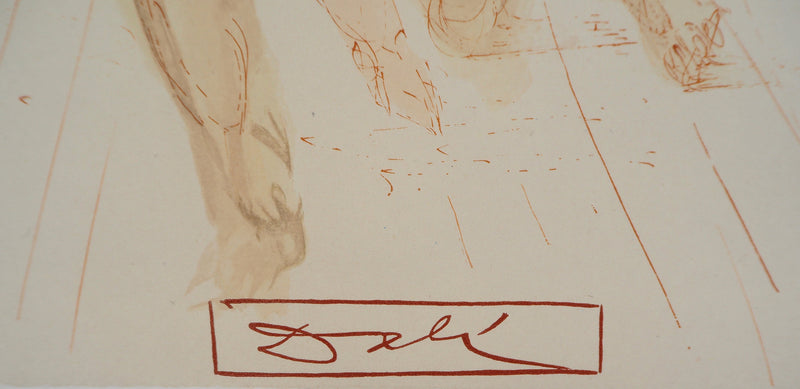 Salvador DALI : Les coléreux, Bois gravé original signé