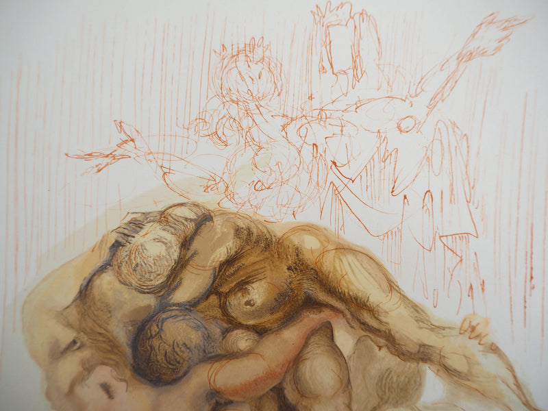 Salvador DALI : Les coléreux, Bois gravé original signé