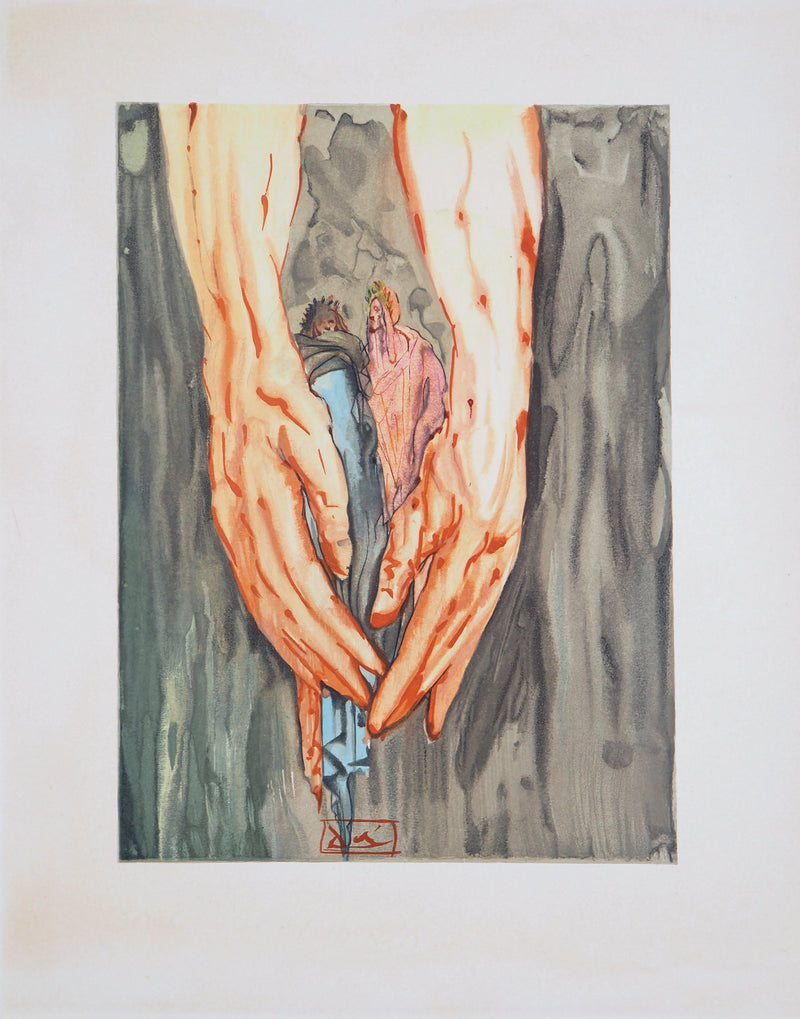 Salvador DALI : La montée de Géryon, Bois gravé original signé